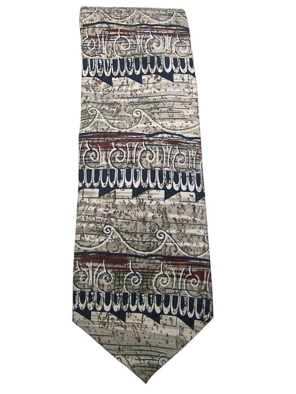 Tie Brown White Black Art Neck Tie Anthony Richards  Brand 57" Long  3 3/4" Wide